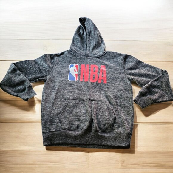 NBA (14-16) Young Adult Hoodie Logo Screenprint Heather Gray - Picture 1 of 4
